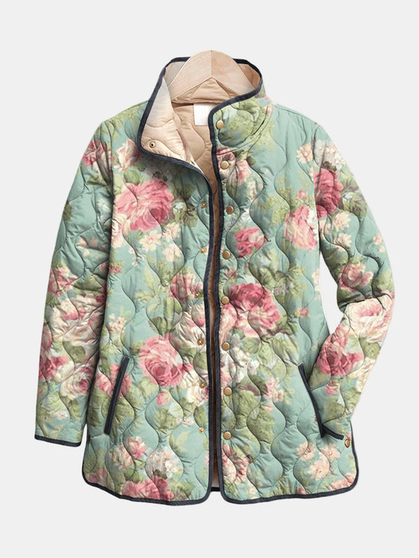 Delphine | Chaqueta Acolchada de Motivo Floral Retro