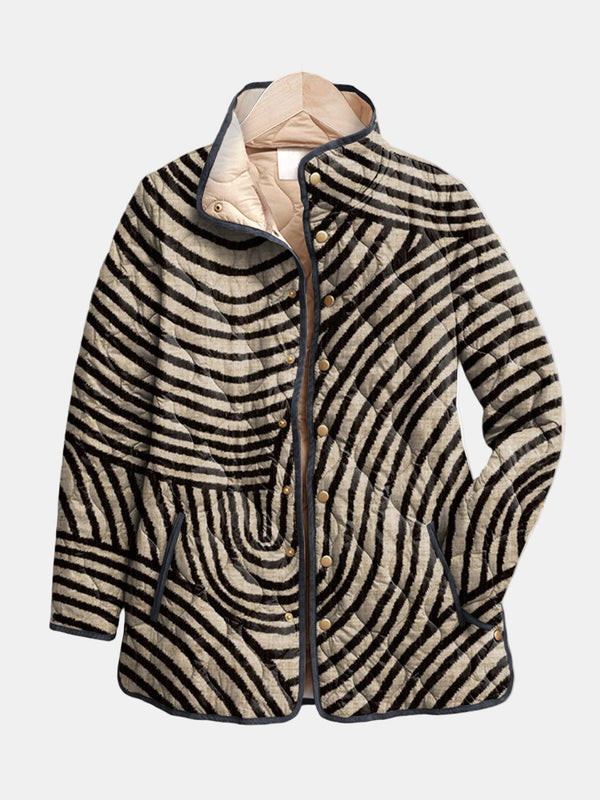 Loxana | Chaqueta Acolchada con Diseño Retro de Círculos Dibujados a Mano