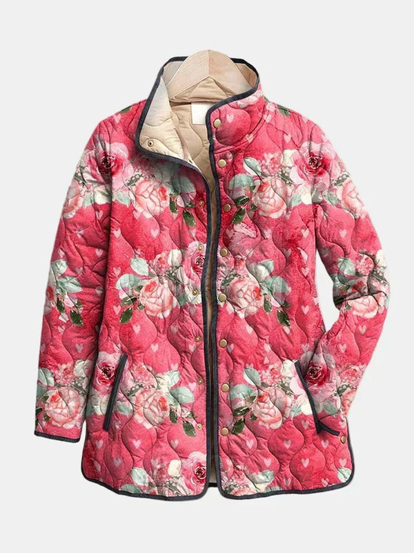 Laverne | Chaqueta Acolchada de Estampado Floral Rosa Encantador