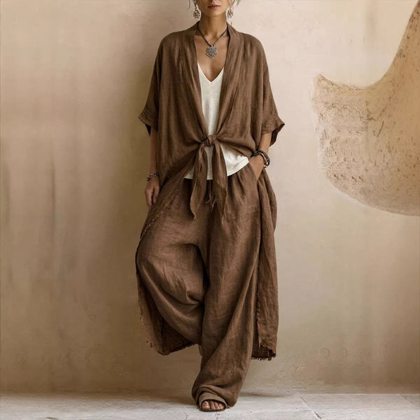 Lavinia | Conjunto de Kimono Oversize y Pantalón de Pierna Ancha