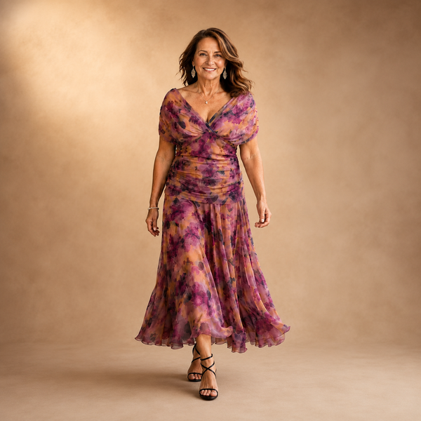 Delilah | Vestido Midi Floral con Hombros Descubiertos