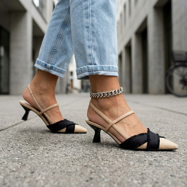 Gisela | Zapato Slingback Abierto de Tacón Bajo