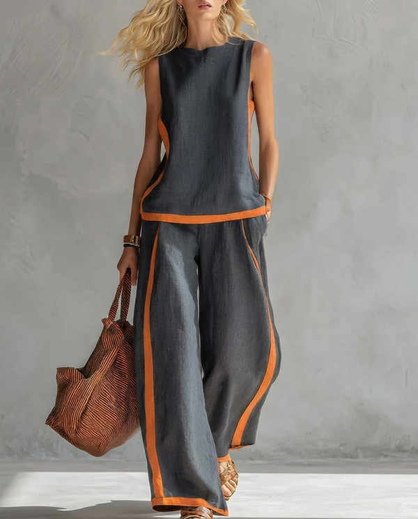 Ursula | Conjunto Elegante y Casual de Chaleco y Pantalón Bicolor