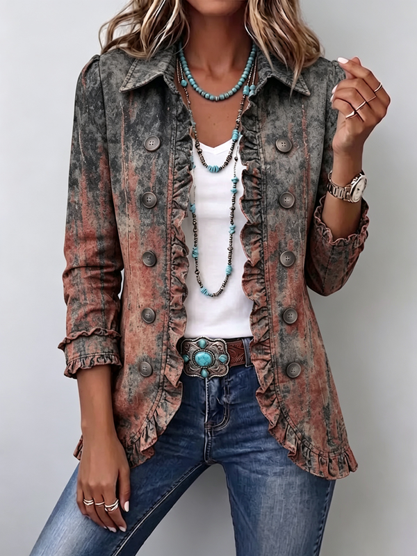 Bristow | Chaqueta con Volantes y Botones Vintage