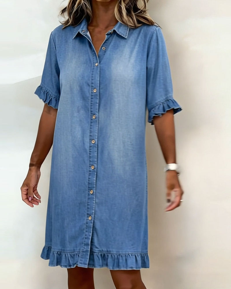 Remy | Vestido Camisero Vaquero con Volantes
