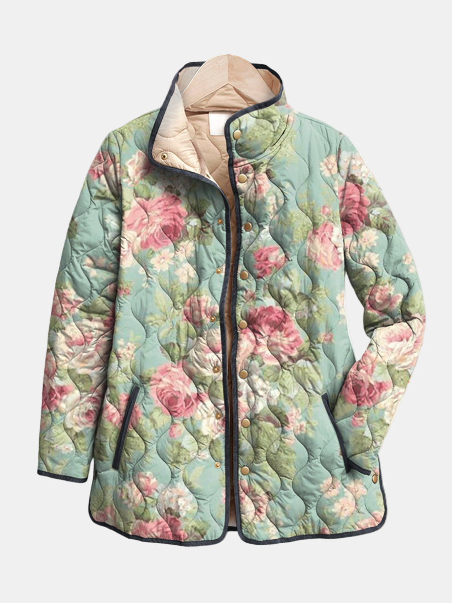 Delphine | Chaqueta Acolchada de Motivo Floral Retro