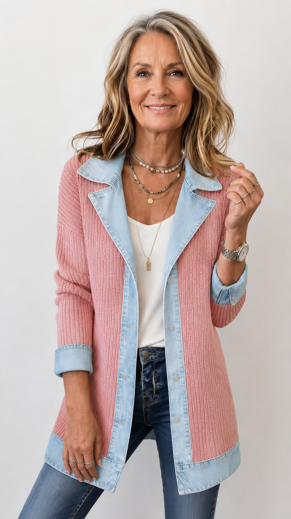 Miriam | Chaqueta de Punto Acanalado con Ribete de Contraste
