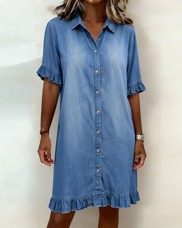 Remy | Vestido Camisero Vaquero con Volantes