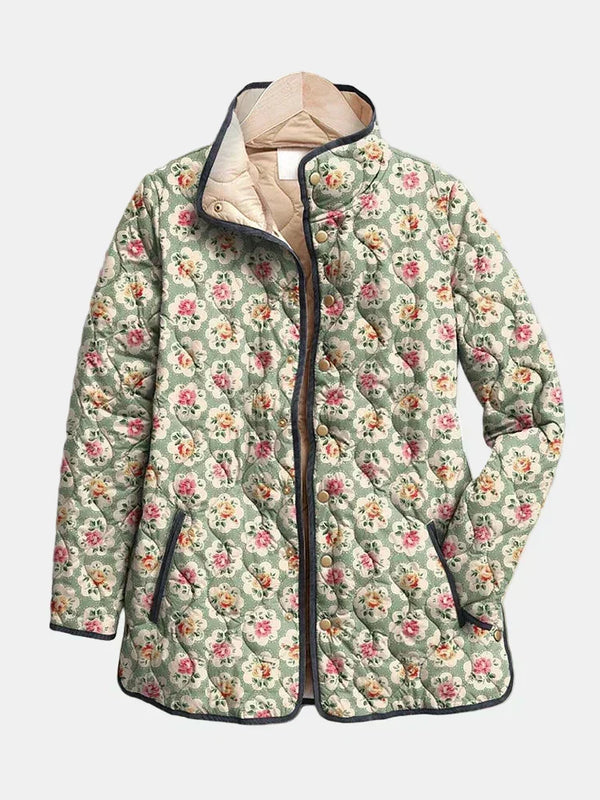 Camille | Chaqueta Acolchada de Estampado Artístico Floral Vintage