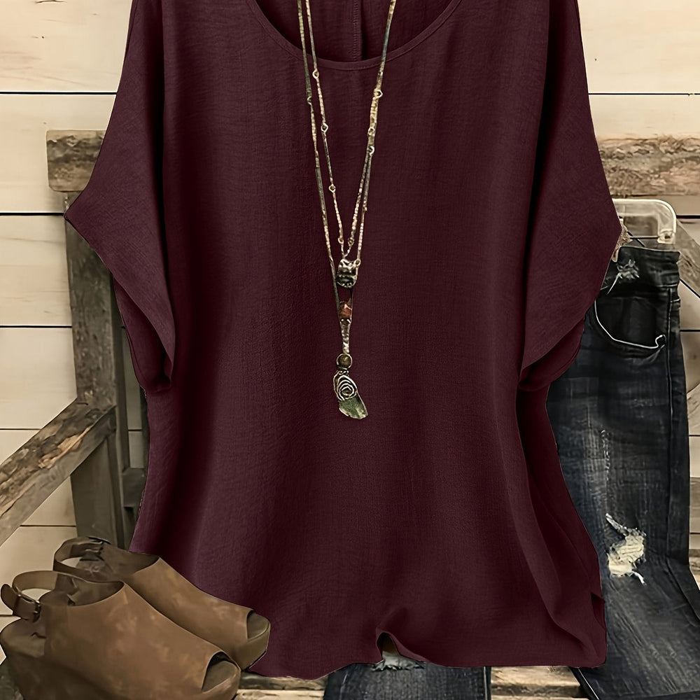 Kiersten | Top Relajado de Cuello Redondo y Manga Corta