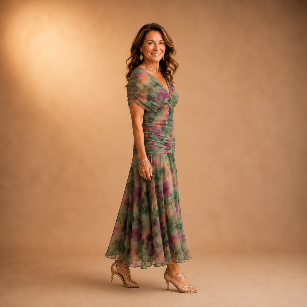 Delilah | Vestido Midi Floral con Hombros Descubiertos