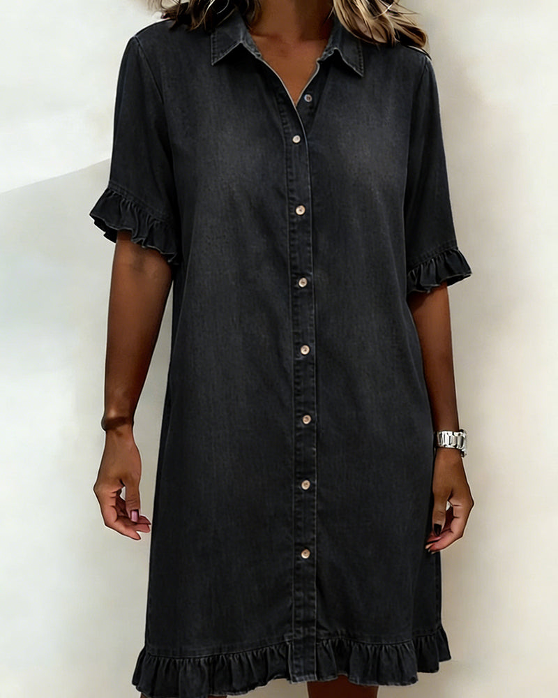 Remy | Vestido Camisero Vaquero con Volantes
