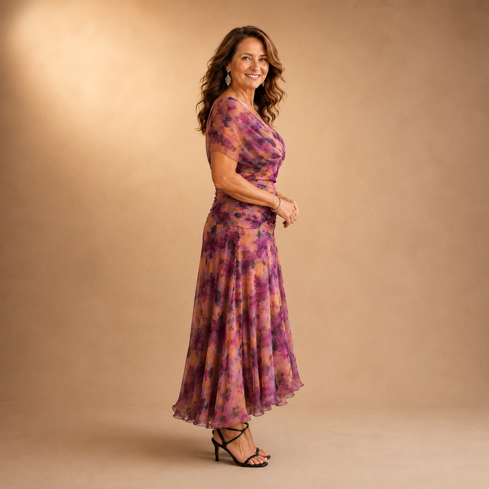 Delilah | Vestido Midi Floral con Hombros Descubiertos