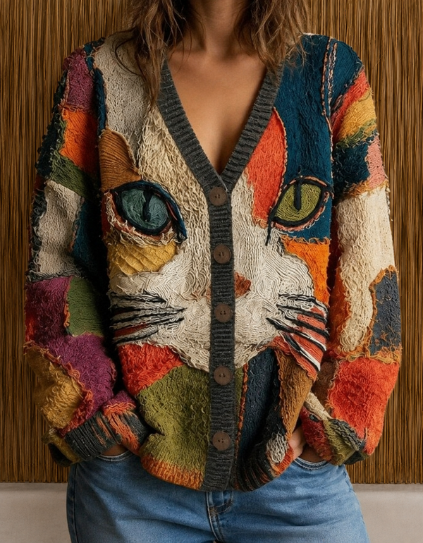 Hildora | Cárdigan Artístico con Gato