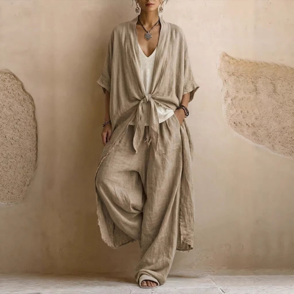Lavinia | Conjunto de Kimono Oversize y Pantalón de Pierna Ancha