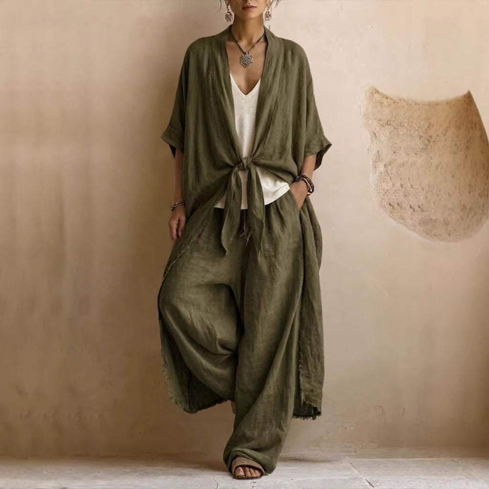 Lavinia | Conjunto de Kimono Oversize y Pantalón de Pierna Ancha