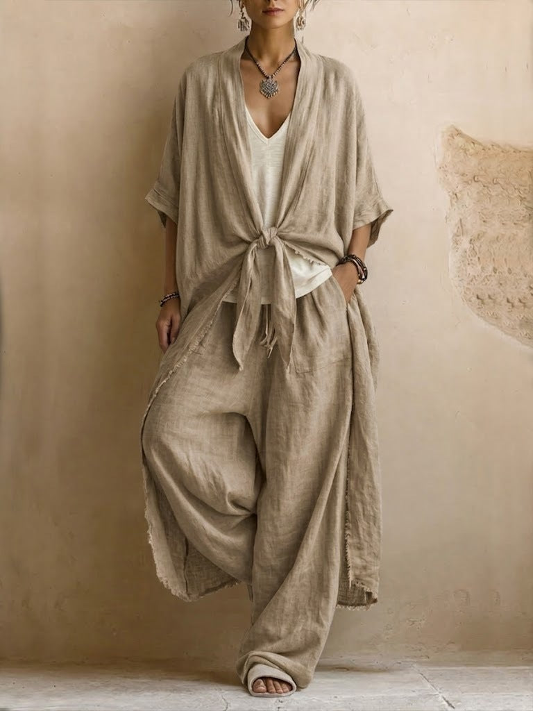 Lavinia | Conjunto de Kimono Oversize y Pantalón de Pierna Ancha