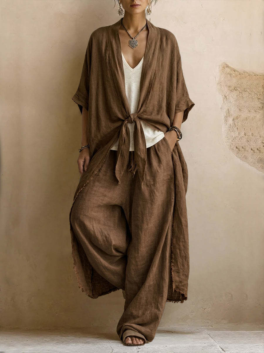 Lavinia | Conjunto de Kimono Oversize y Pantalón de Pierna Ancha