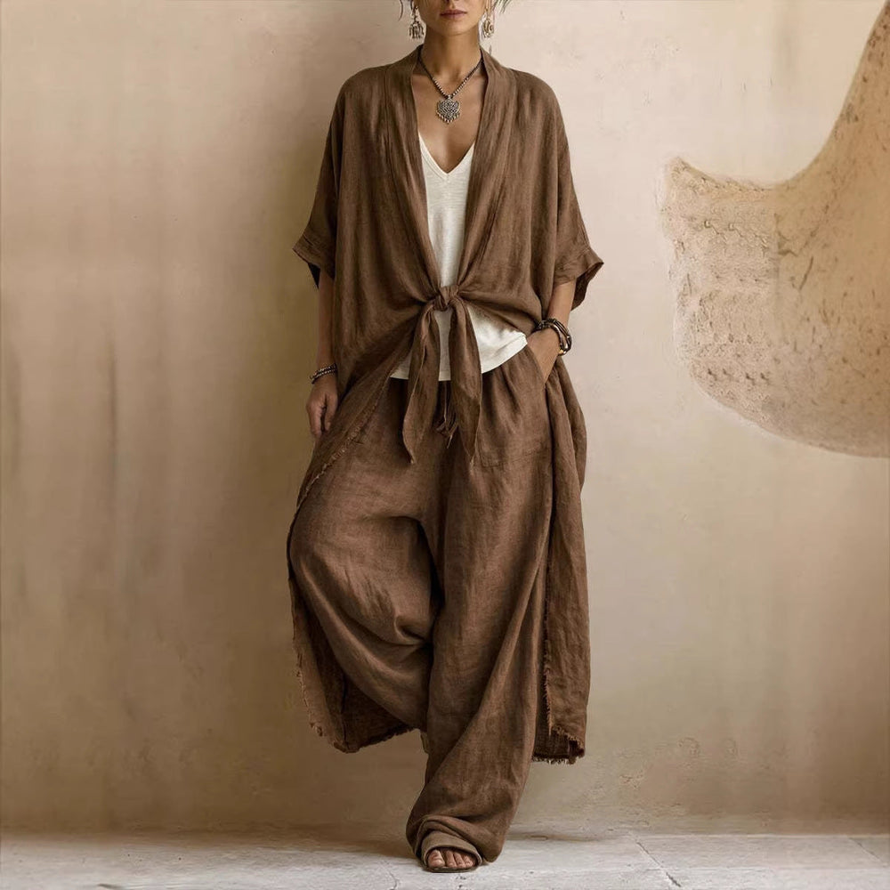 Lavinia | Conjunto de Kimono Oversize y Pantalón de Pierna Ancha