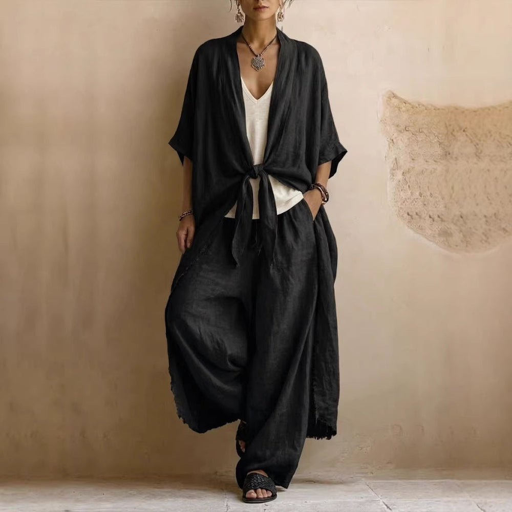 Lavinia | Conjunto de Kimono Oversize y Pantalón de Pierna Ancha