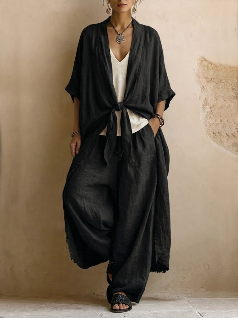 Lavinia | Conjunto de Kimono Oversize y Pantalón de Pierna Ancha