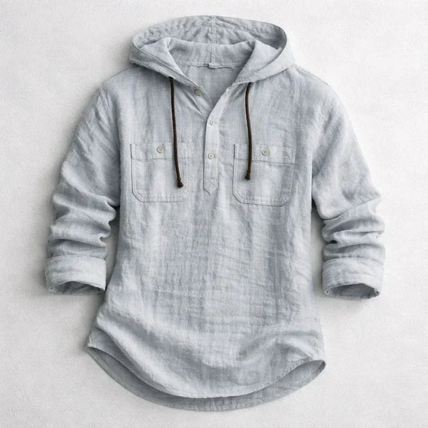 Camisa con capucha de algodón y lino