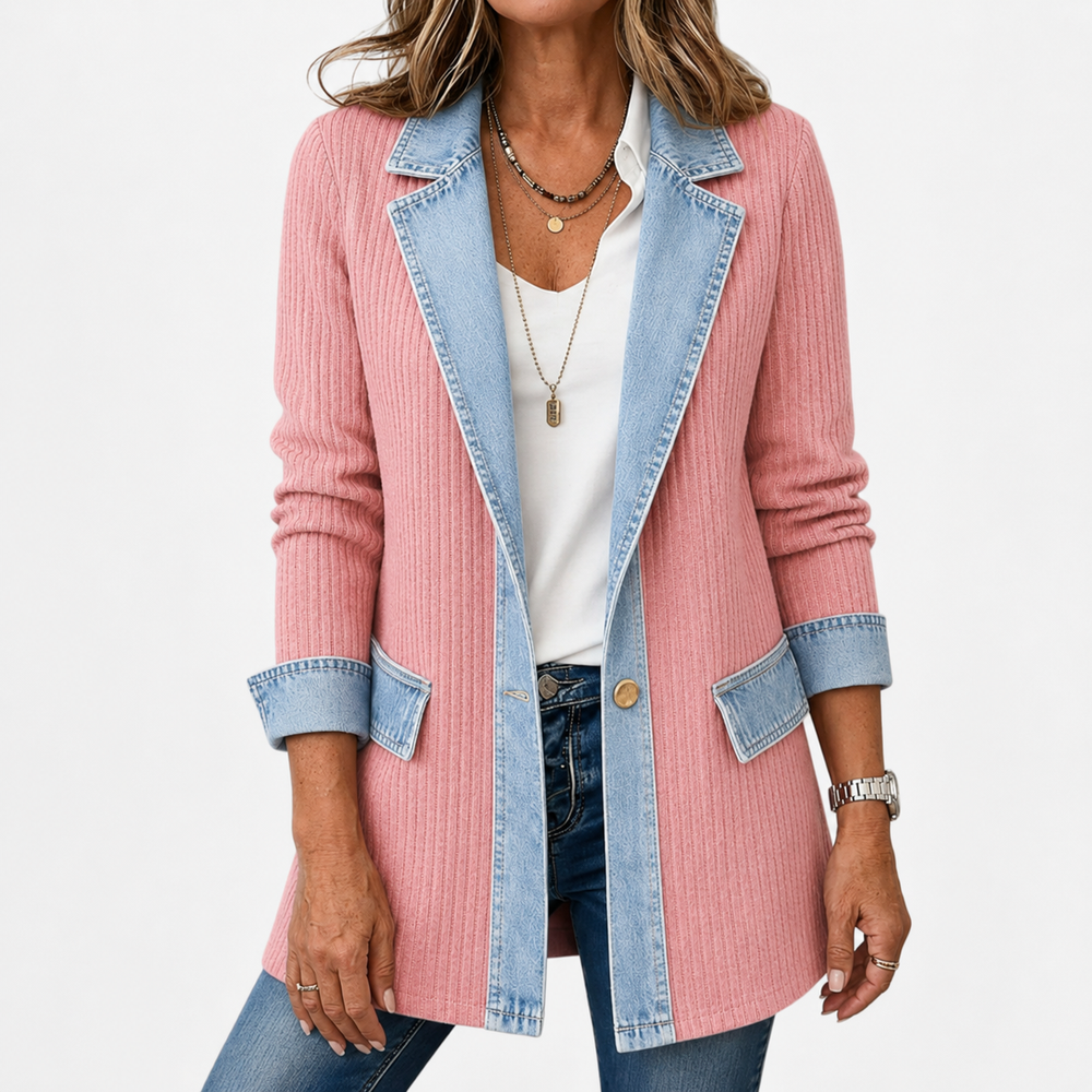 Miriam | Chaqueta de Punto Acanalado con Ribete de Contraste