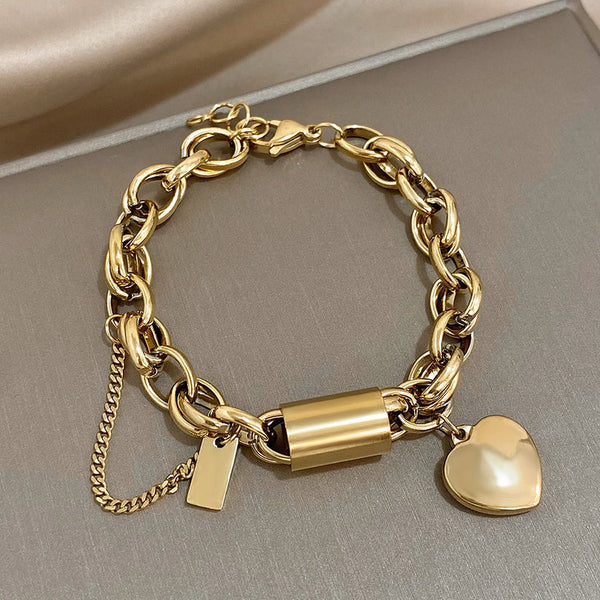 Pulsera Charm Corazón de Oro