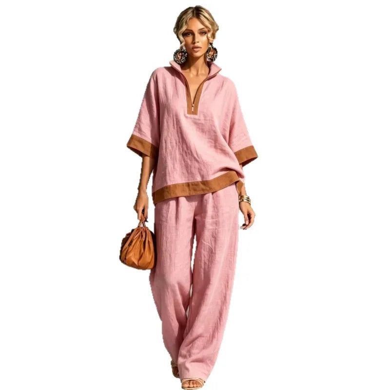 Conjunto Vintage Efecto Lino para Mujer