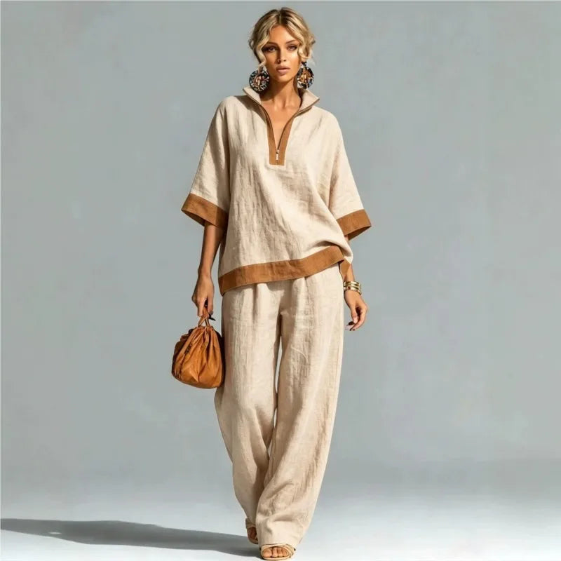 Conjunto Vintage Efecto Lino para Mujer