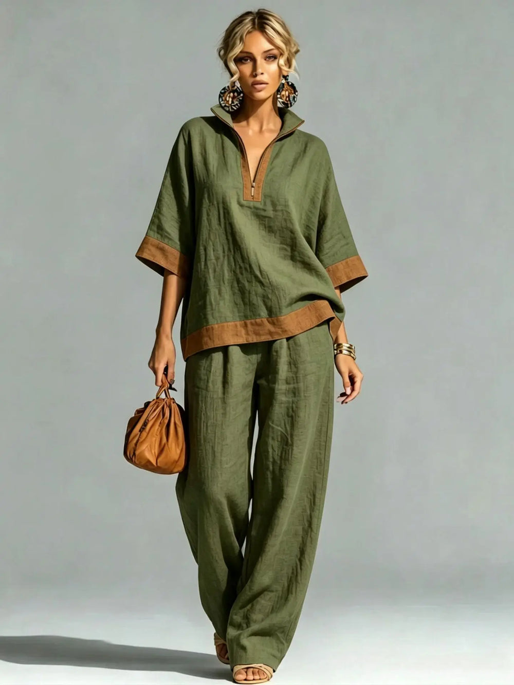 Conjunto Vintage Efecto Lino para Mujer