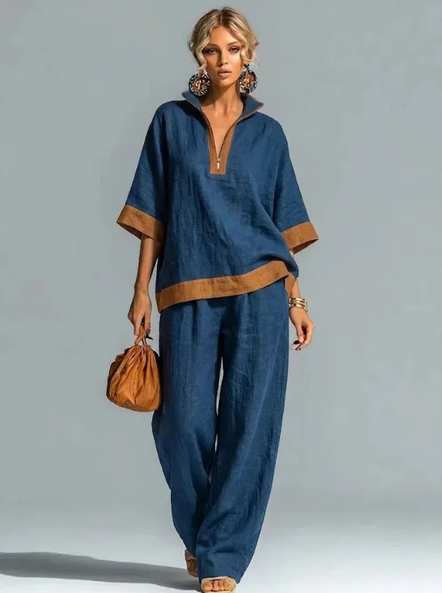Conjunto Vintage Efecto Lino para Mujer