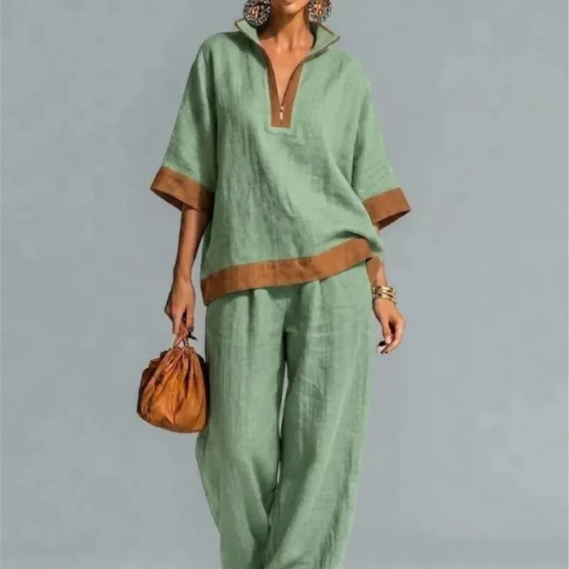 Conjunto Vintage Efecto Lino para Mujer
