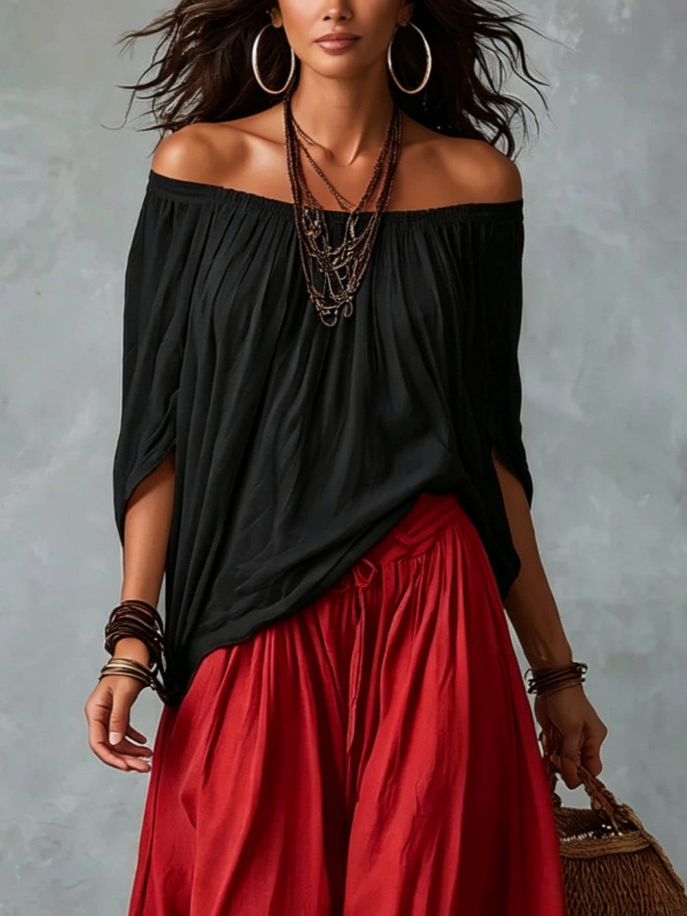 EUGENIA | Conjunto Top de Hombros Descubiertos y Pantalón Farol