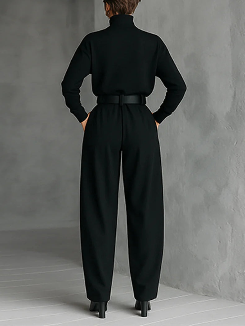 Doveline | Conjunto de Jersey de Cuello Alto y Pantalón de Pierna Ancha