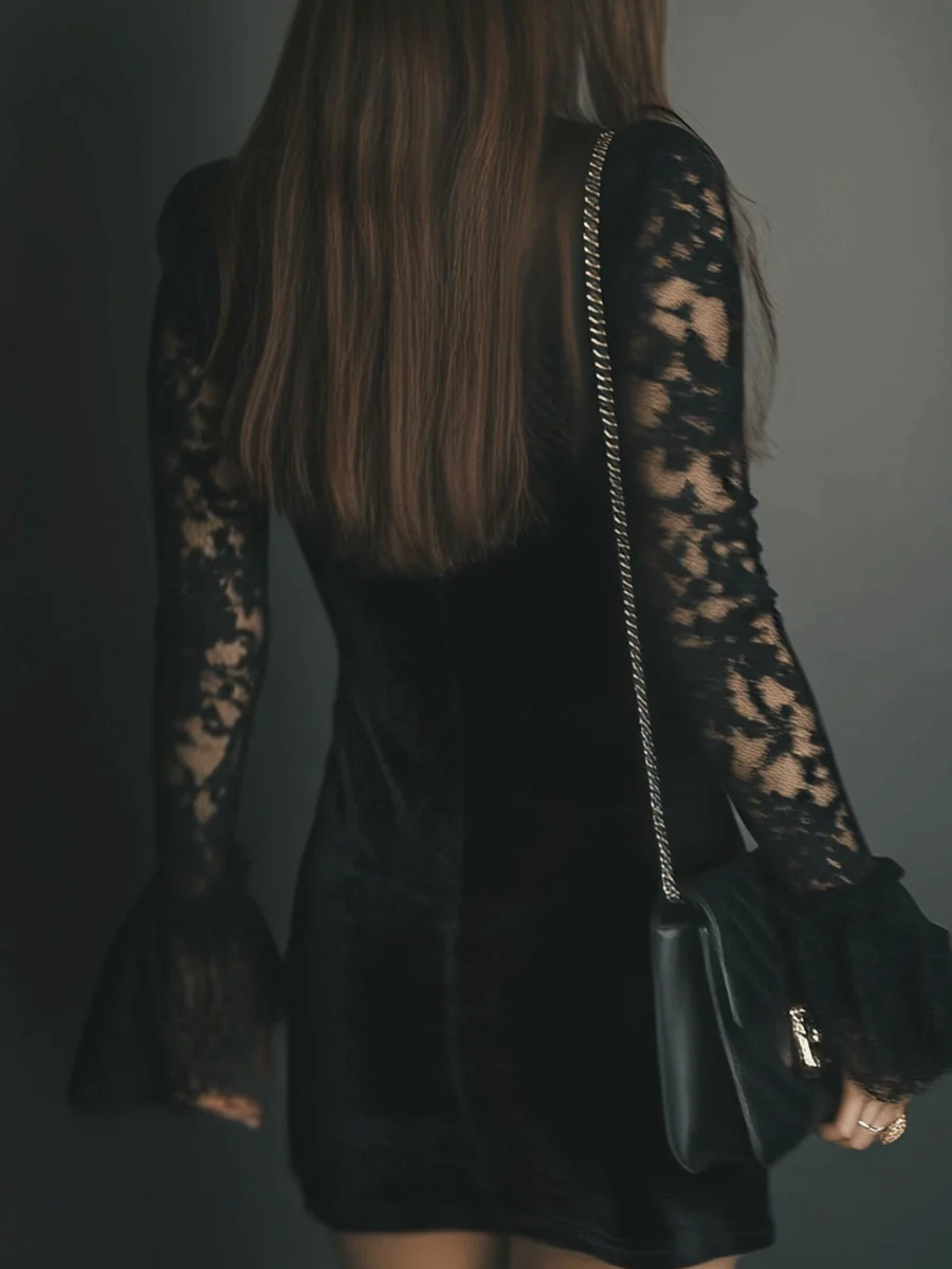 Vanie | Vestido de Terciopelo con Encaje