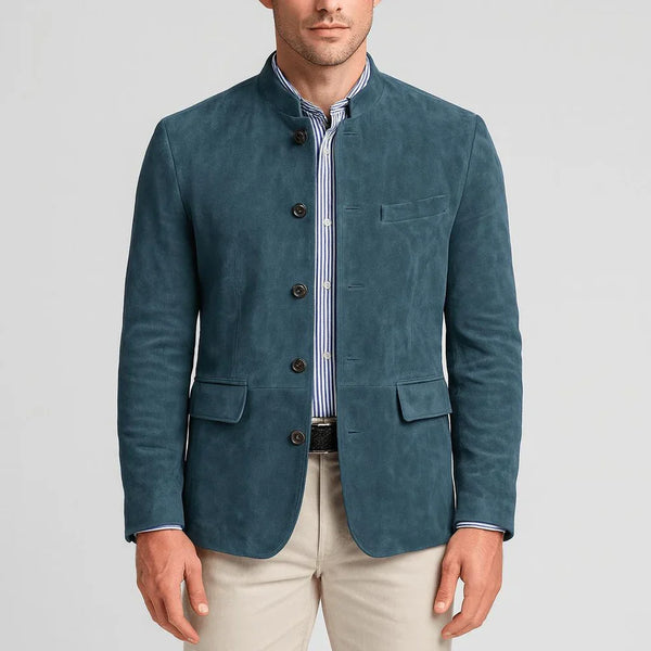 Blazer de ante con cuello mao
