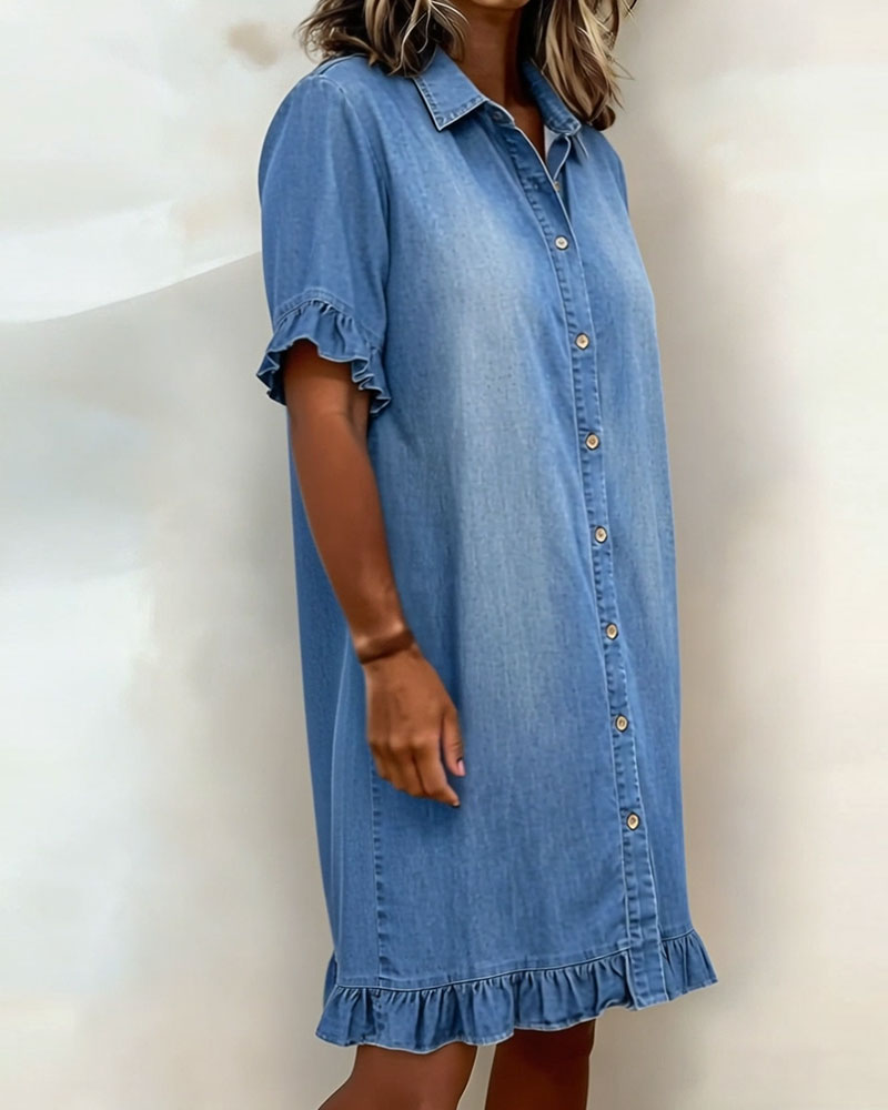 Remy | Vestido Camisero Vaquero con Volantes