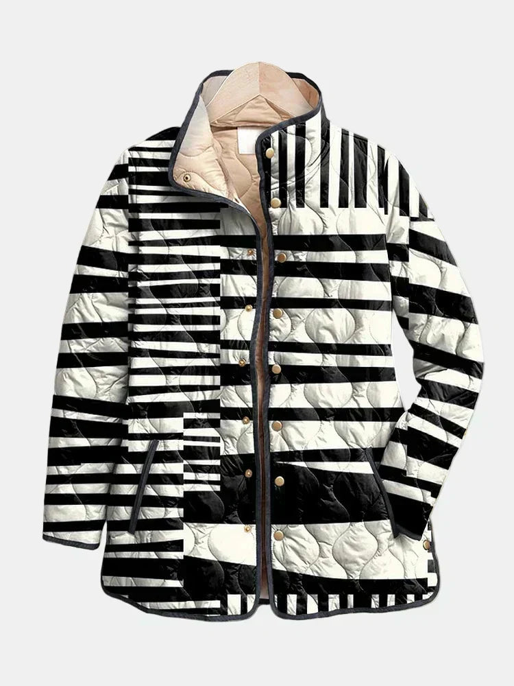 Moxanne | Chaqueta Acolchada Abstracta Blanco y Negro