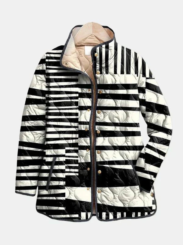 Moxanne | Chaqueta Acolchada Abstracta Blanco y Negro