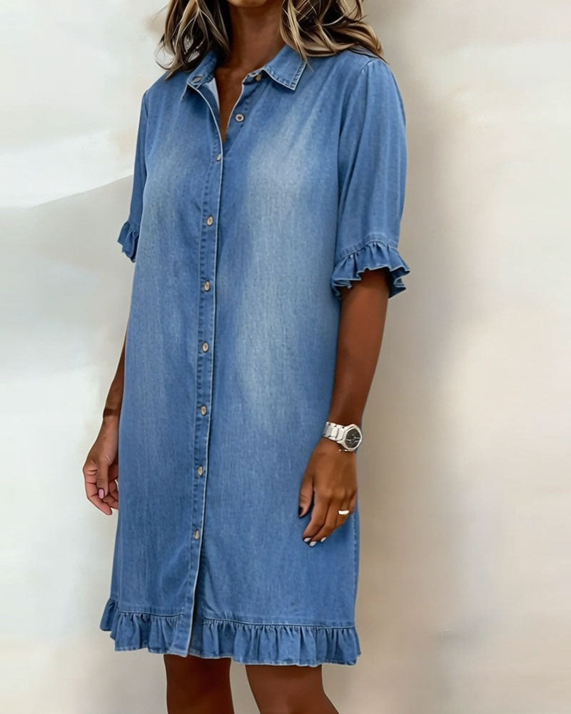 Remy | Vestido Camisero Vaquero con Volantes