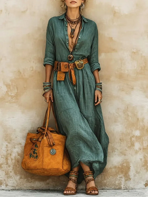Maren | Vestido Camisero de Estampado Artístico
