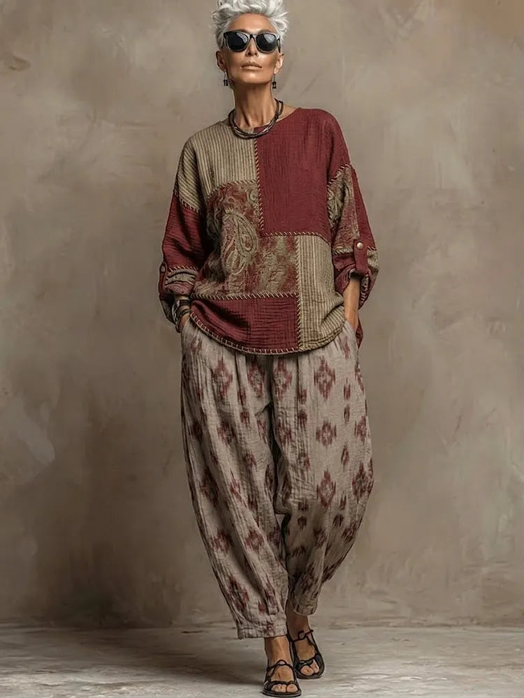 Paloma | Conjunto de Top Paisley y Pantalón
