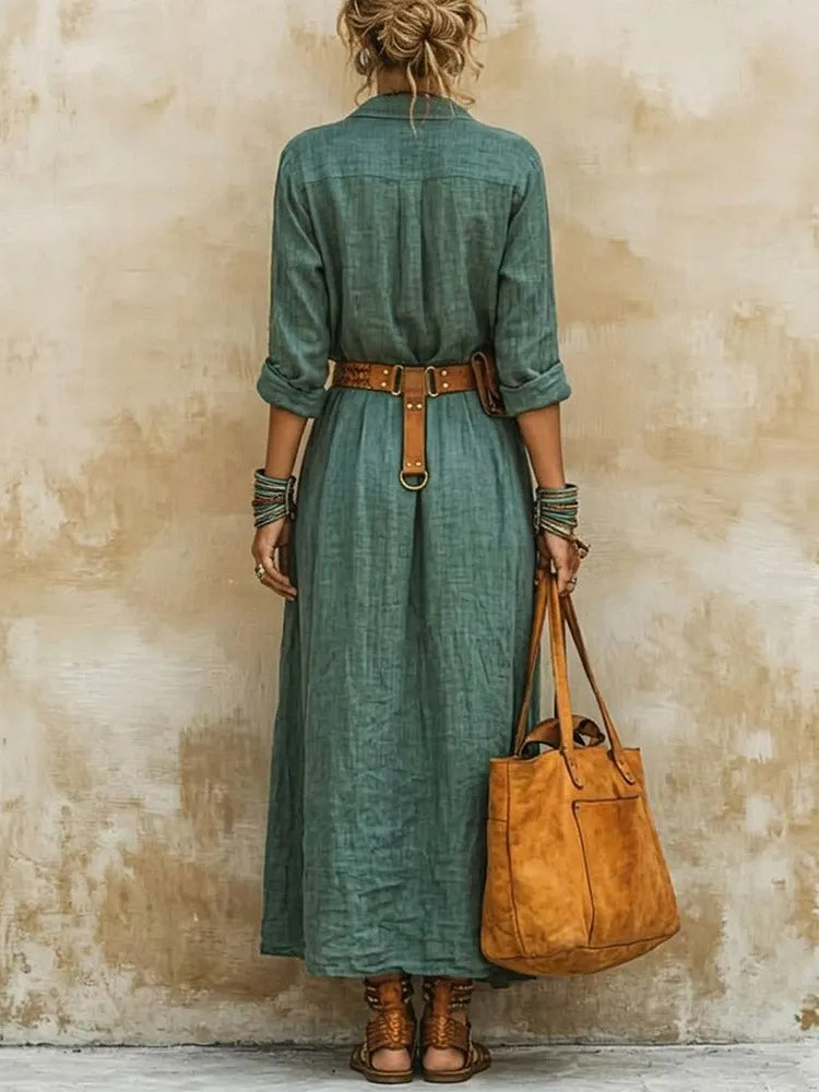 Maren | Vestido Camisero de Estampado Artístico