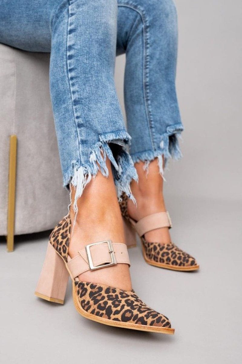 Ilvara | Zapato de Tacón de Bloque con Estampado de Leopardo Audaz