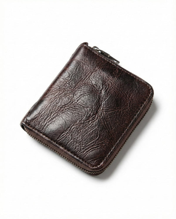 Cartera con cremallera de piel de ternera