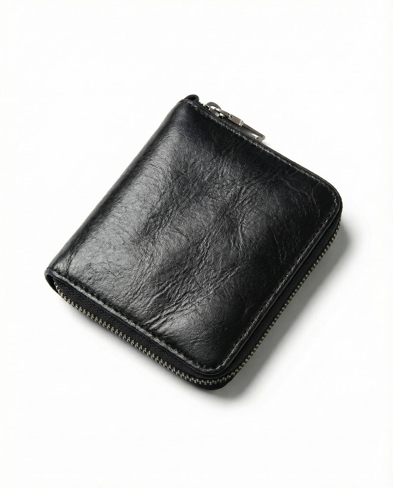 Cartera con cremallera de piel de ternera