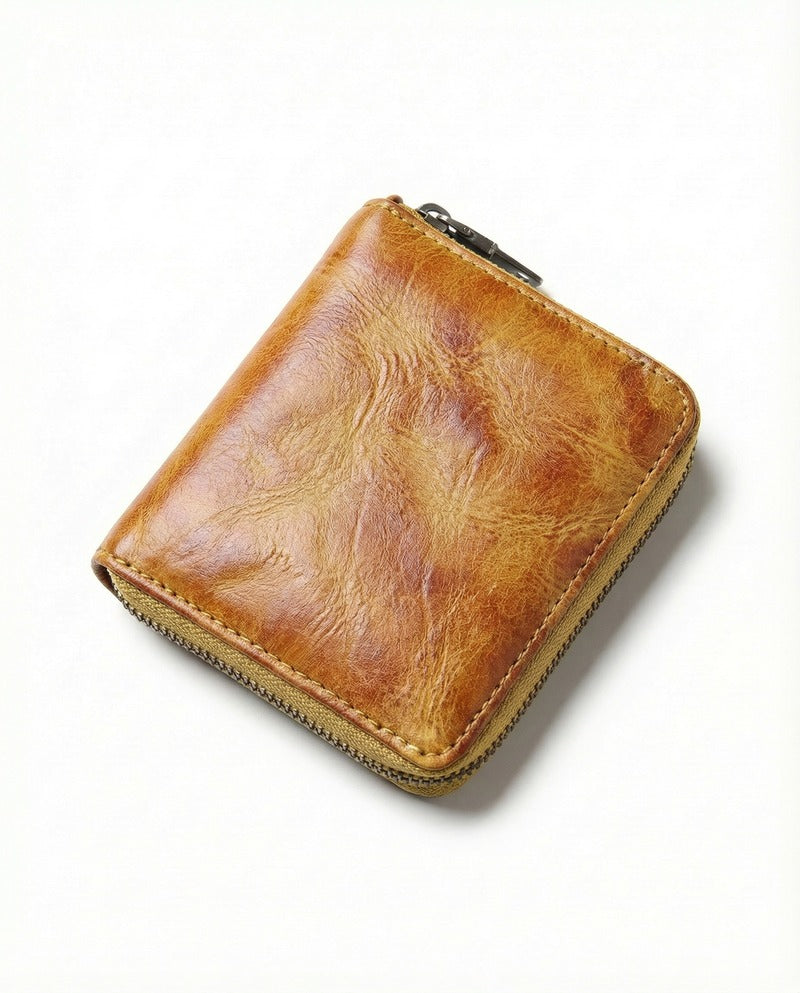 Cartera con cremallera de piel de ternera