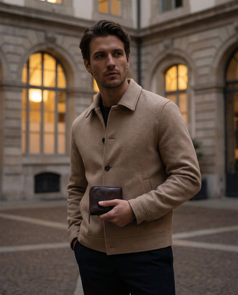 Cartera con cremallera de piel de ternera
