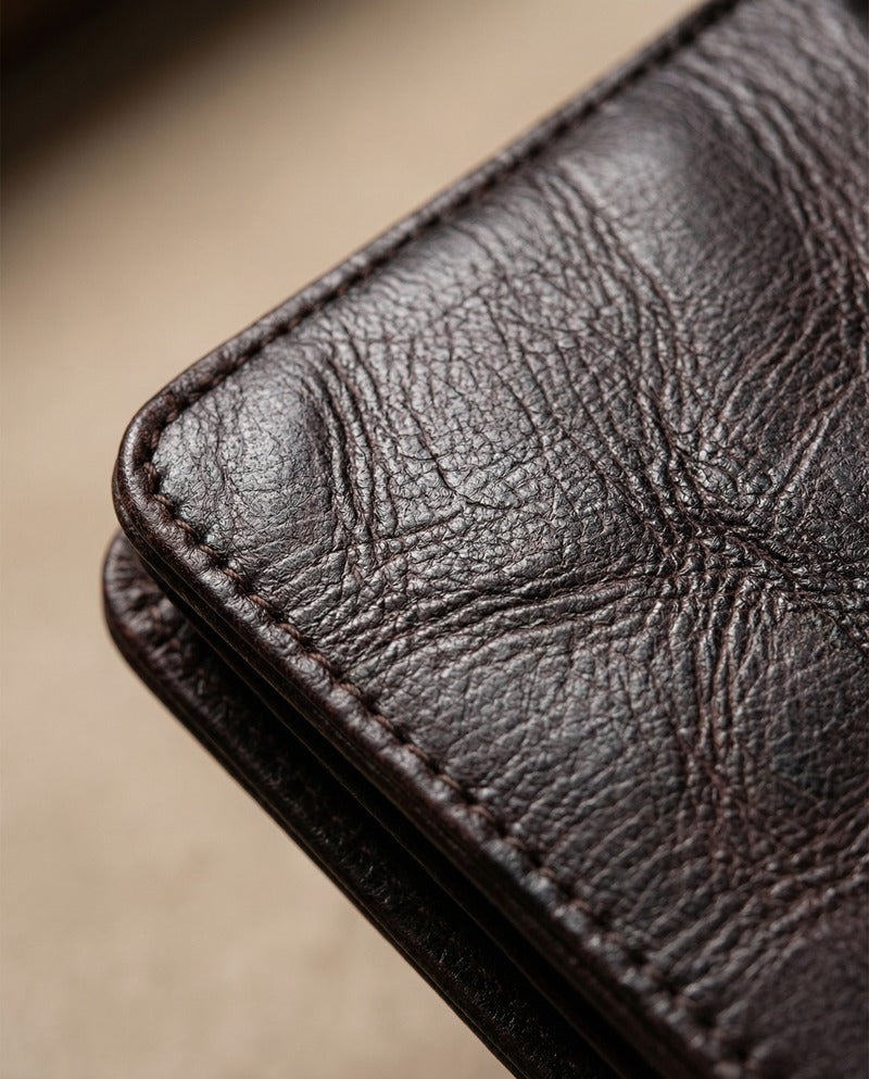 Cartera con cremallera de piel de ternera